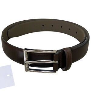 Florsheim Brown Leather Belt Silver Buckle Classic Dress Style Size 30 NWT